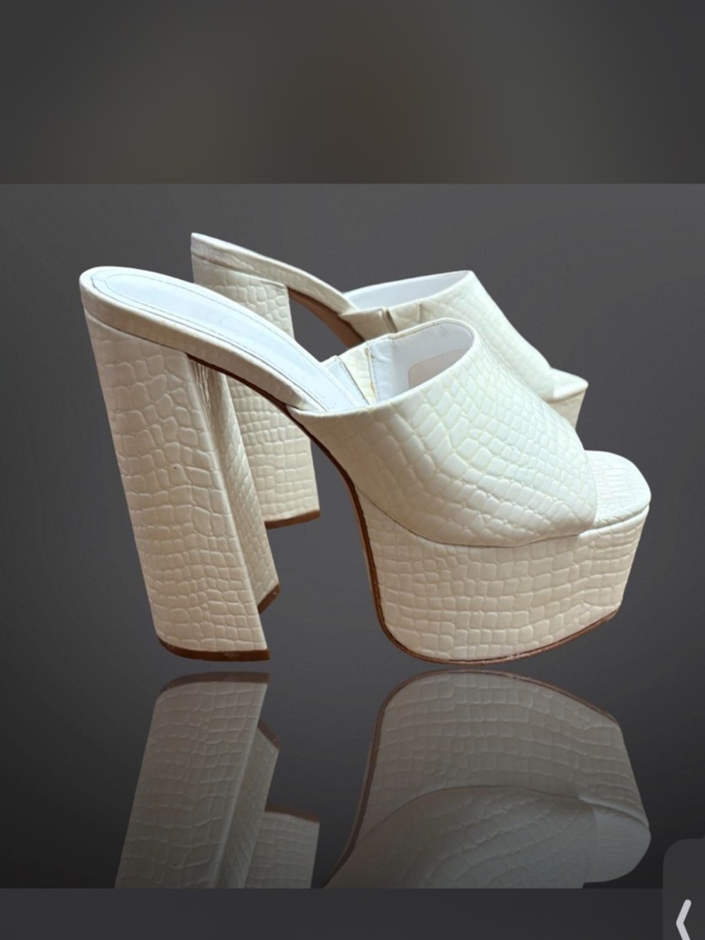 SCHUTZ White Croc-Embossed Platform Mule - Picture 5 of 8